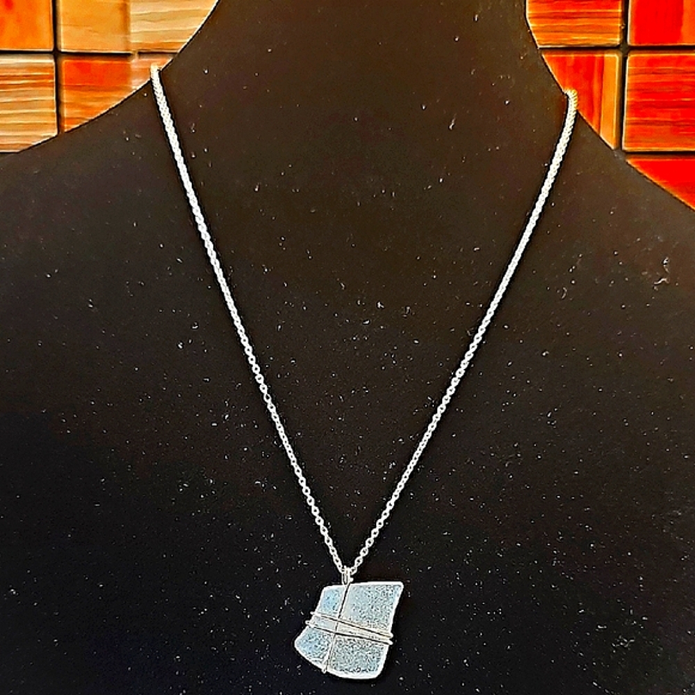 Sterling Silver Geometric Crystal Pendant Necklace